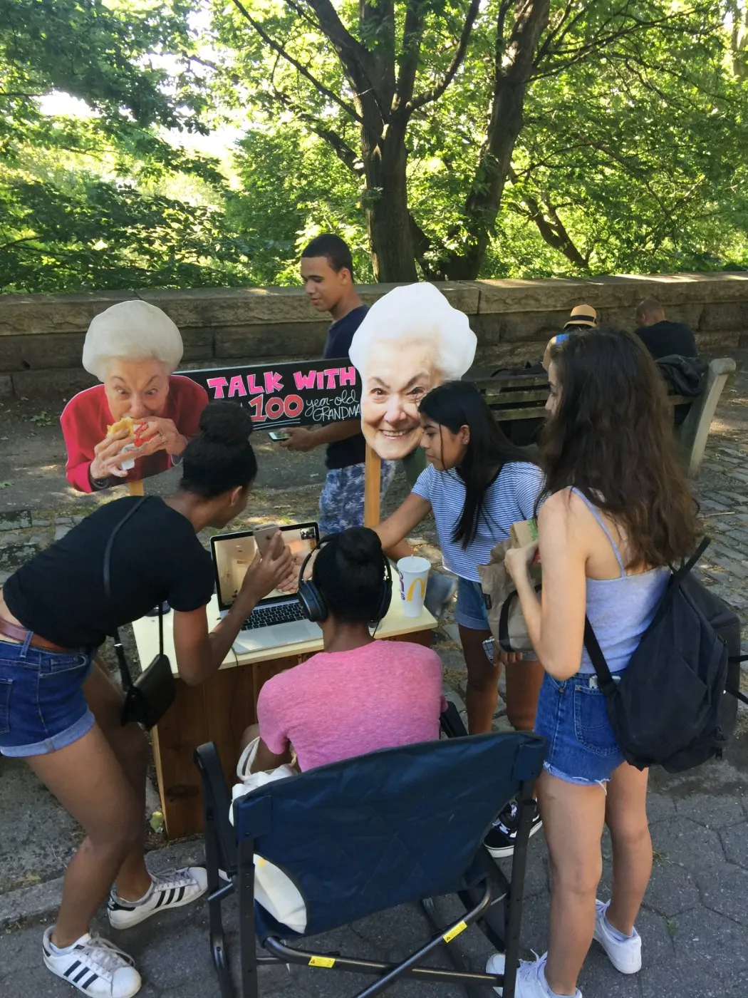 Visitors at the original Grandma Stand in Central Park